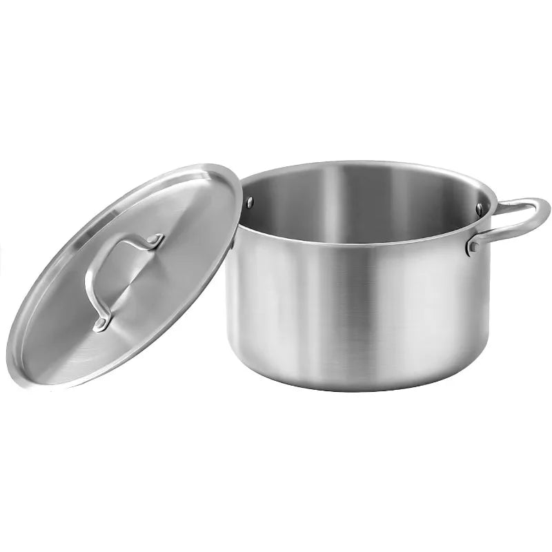 6 Quart Tri-Ply Stainless Steel Stockpot with Steel Lid - Exceptional Heat Distribution for Delicious Soups, Stews, and More - CHRISTDEST GLOBAL SERVICE