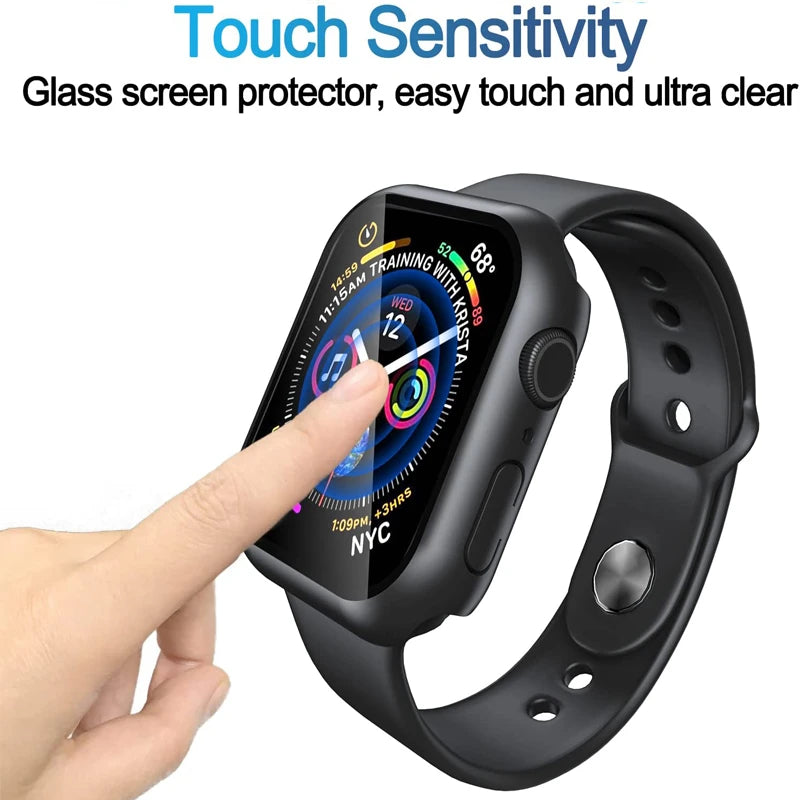 Glass+Cover For Apple Watch case 8 7 6 SE 5 9 iWatch Accessorie Screen Protector Apple watch serie 44mm 40mm 41mm 45mm 42mm 38mm - CHRISTDEST GLOBAL SERVICE