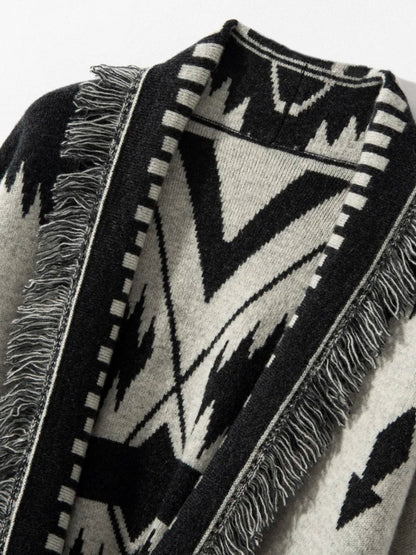 Retro kwast kasjmier vest dames V-hals gebreide vest trui jas medium lange stijl