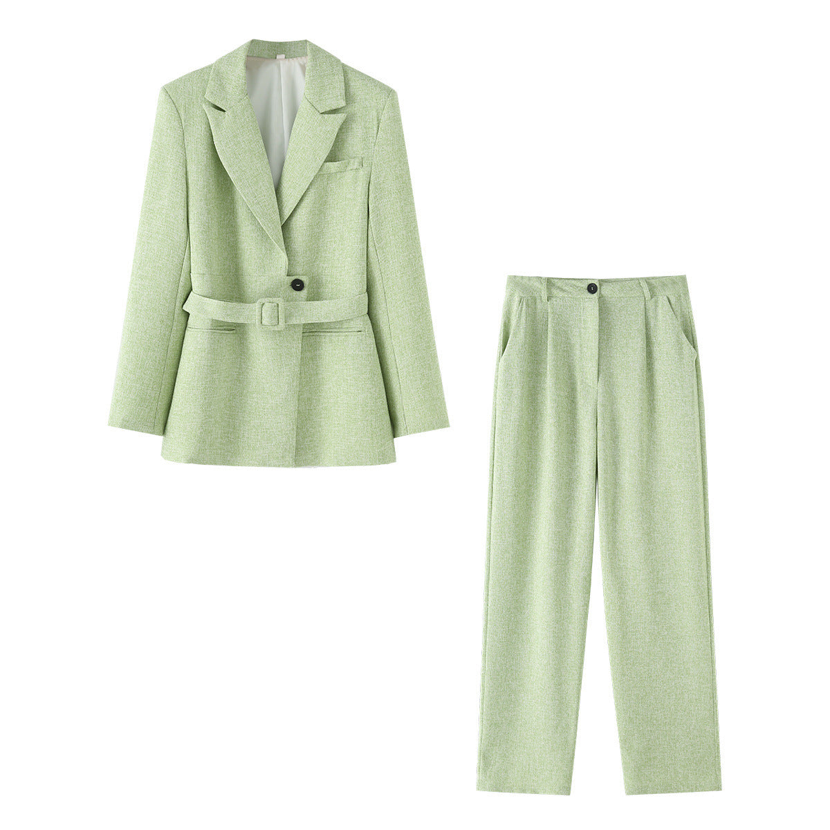Thin woolen long sleeved suit jacket+casual pants