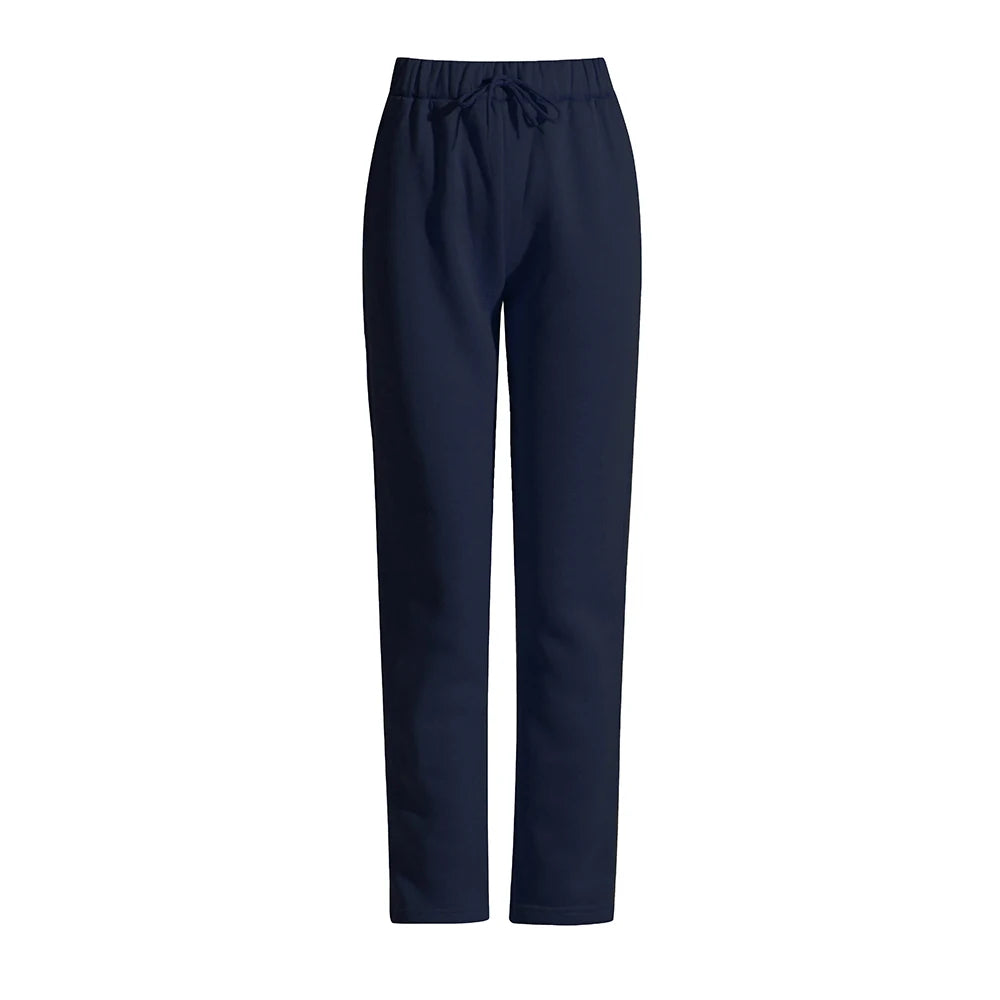 VGH Solid Two Piece Sets For Women Stand Collar Long Sleeve Tops High Waist Spliced Drawstring Pants Casual Set Female Style New