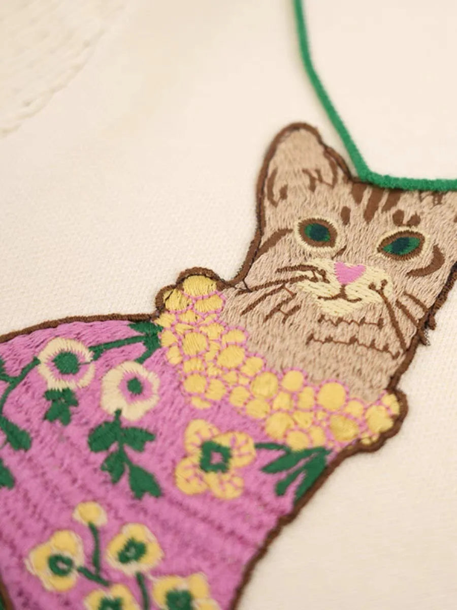 Stylish Sweater For Women Summer   New Fashion Cartoon Embroidery Short Sleeve Knitwear Tops Elegant Chic Ladies Jumpers