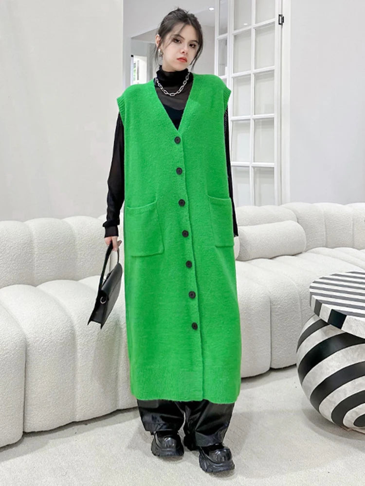 Knitted vest skirt women's layered sleeveless vest woolen dress cardigan jacket