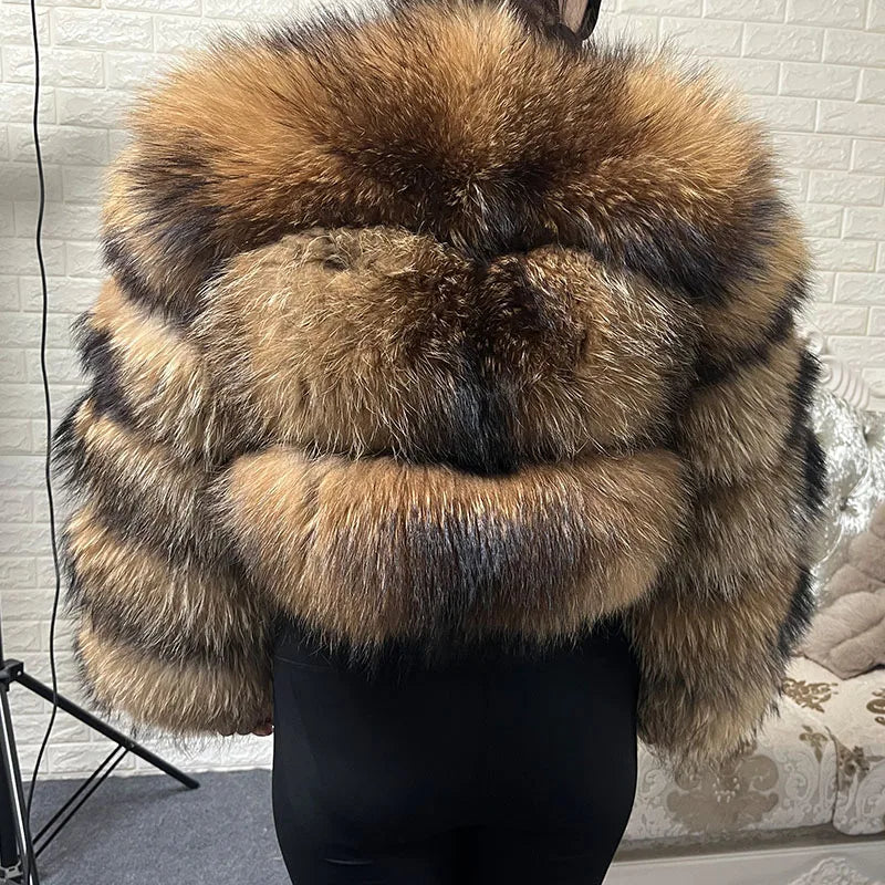 2025 Plus Size tops MAOMAOKONG Clothing Curve coat Women's Natural real raccoon Fur Coat winter jackets outerwears Female Vest
