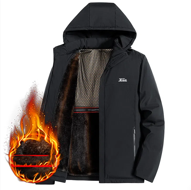 Men's mink fur autumn and winter middle-aged and elderly dad outfit with thick fleece, middle-aged casual business cotton jacket