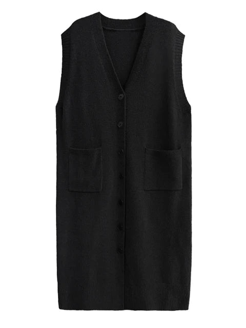 Knitted vest skirt women's layered sleeveless vest woolen dress cardigan jacket