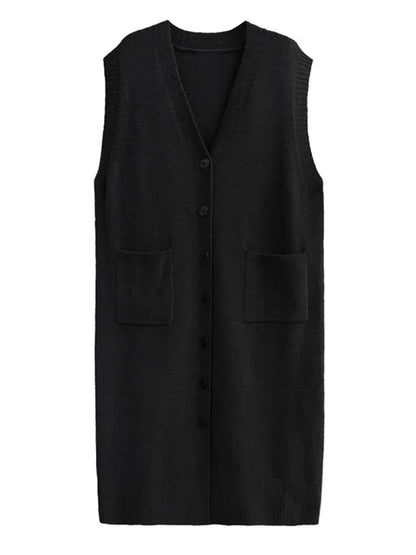 Knitted vest skirt women's layered sleeveless vest woolen dress cardigan jacket