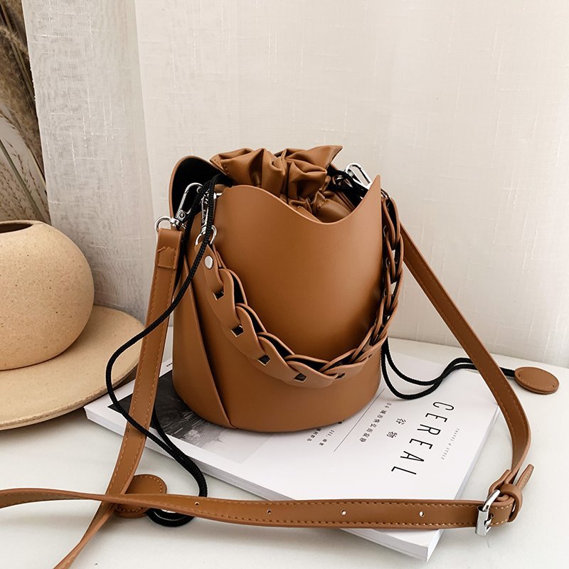 Pure Color Bucket Bags for Ladies 2023 Vintage Style Designer Handbags Women Brand Alar Drawstring Tote Bags Bolsa Feminina