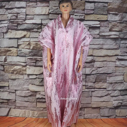 African American mother expensive custom hot gold jacquard fabric loose dress - CHRISTDEST GLOBAL SERVICE