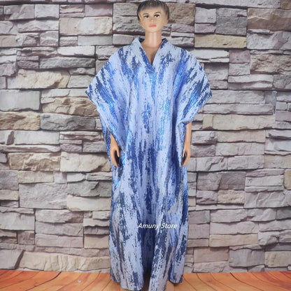 African American mother expensive custom hot gold jacquard fabric loose dress - CHRISTDEST GLOBAL SERVICE