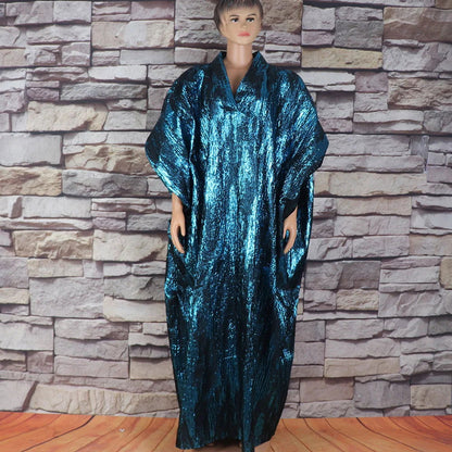 African American mother expensive custom hot gold jacquard fabric loose dress - CHRISTDEST GLOBAL SERVICE