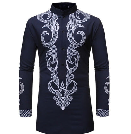 African Dashiki Robe Print Dress Shirt Men Hipster Hip Hop Casual - CHRISTDEST GLOBAL SERVICE