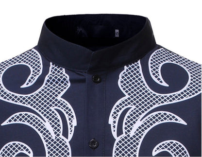 African Dashiki Robe Print Dress Shirt Men Hipster Hip Hop Casual - CHRISTDEST GLOBAL SERVICE