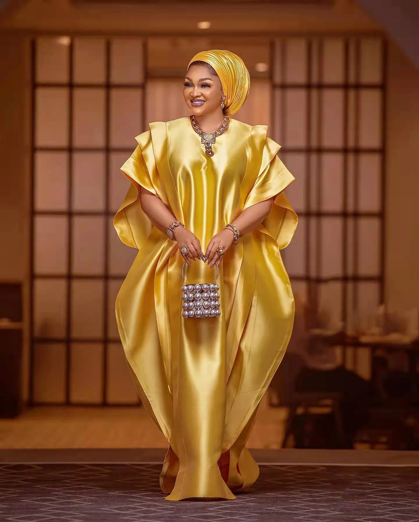 African mothers BUBU loose robe 2022 custom quality shiny fabric elegant fashion with a headscarf - CHRISTDEST GLOBAL SERVICE