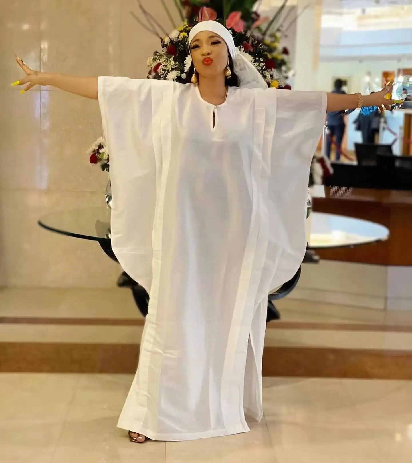 African mothers BUBU loose robe 2022 custom quality shiny fabric elegant fashion with a headscarf - CHRISTDEST GLOBAL SERVICE