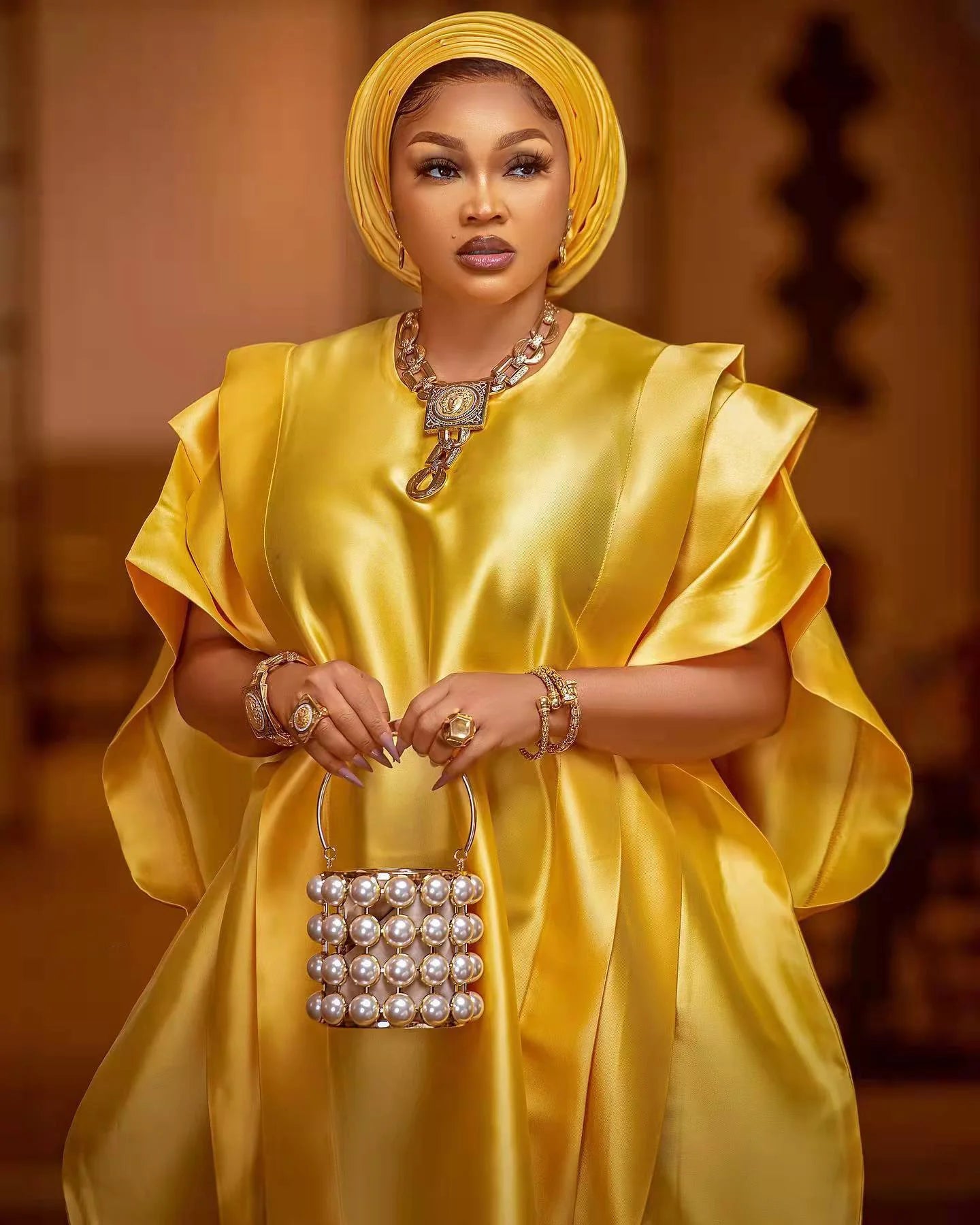 African mothers BUBU loose robe 2022 custom quality shiny fabric elegant fashion with a headscarf - CHRISTDEST GLOBAL SERVICE