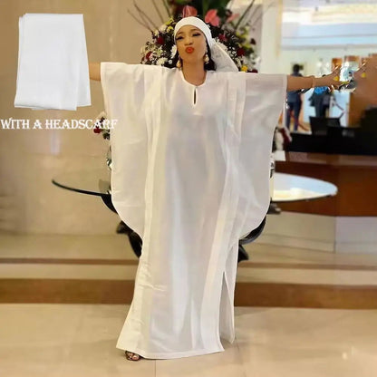 African mothers BUBU loose robe 2022 custom quality shiny fabric elegant fashion with a headscarf - CHRISTDEST GLOBAL SERVICE