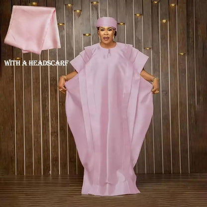 African mothers BUBU loose robe 2022 custom quality shiny fabric elegant fashion with a headscarf - CHRISTDEST GLOBAL SERVICE