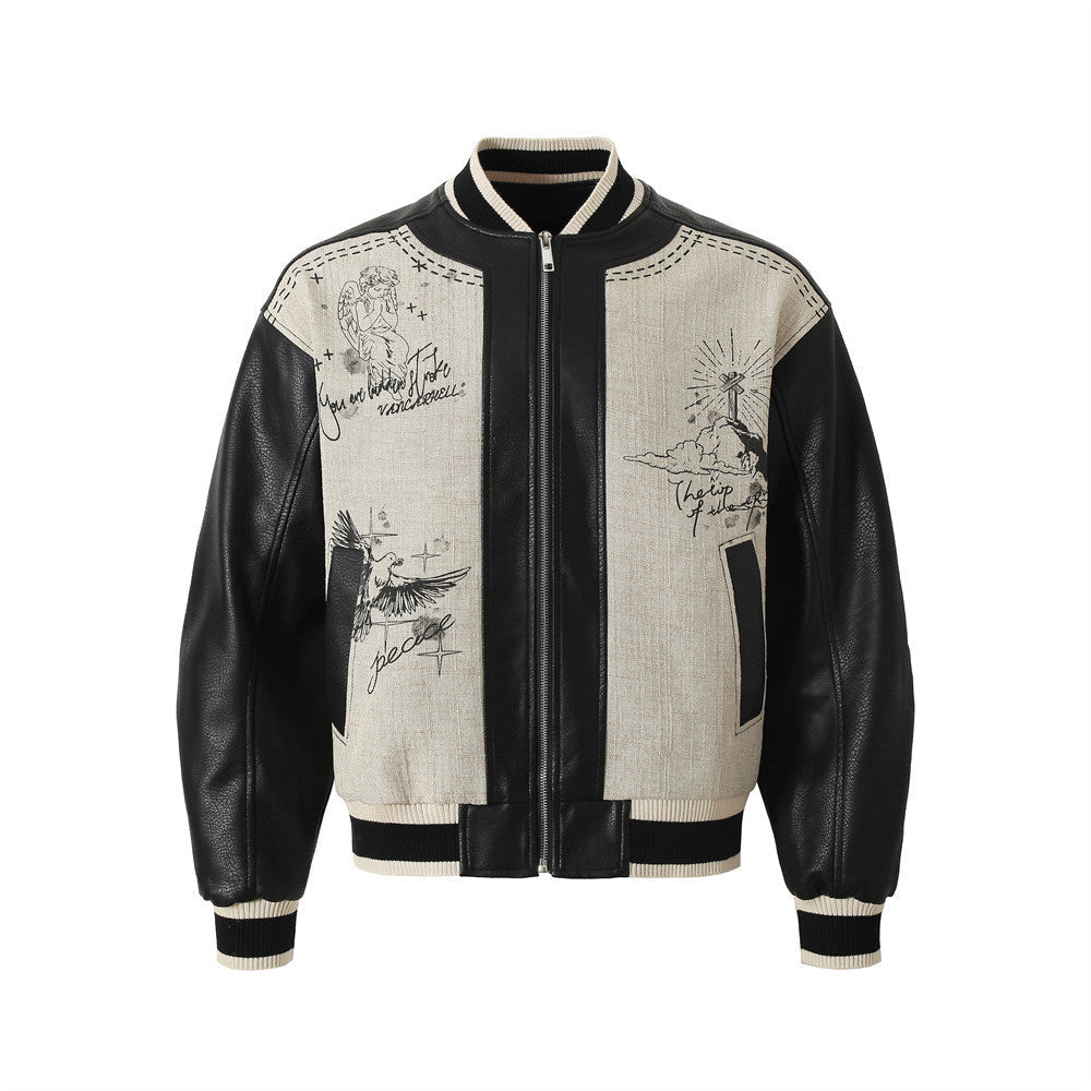 American Retro Angel Wings Statue Printed Loose Jacket Coat - CHRISTDEST GLOBAL SERVICE