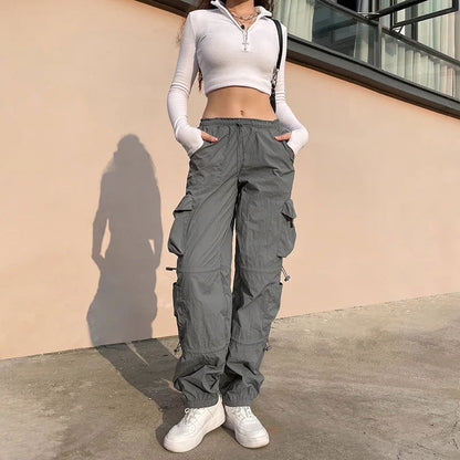 American street style design with multiple pockets, workwear with drawstring elastic and loose fit, hip-hop low waist sports pan - CHRISTDEST GLOBAL SERVICE