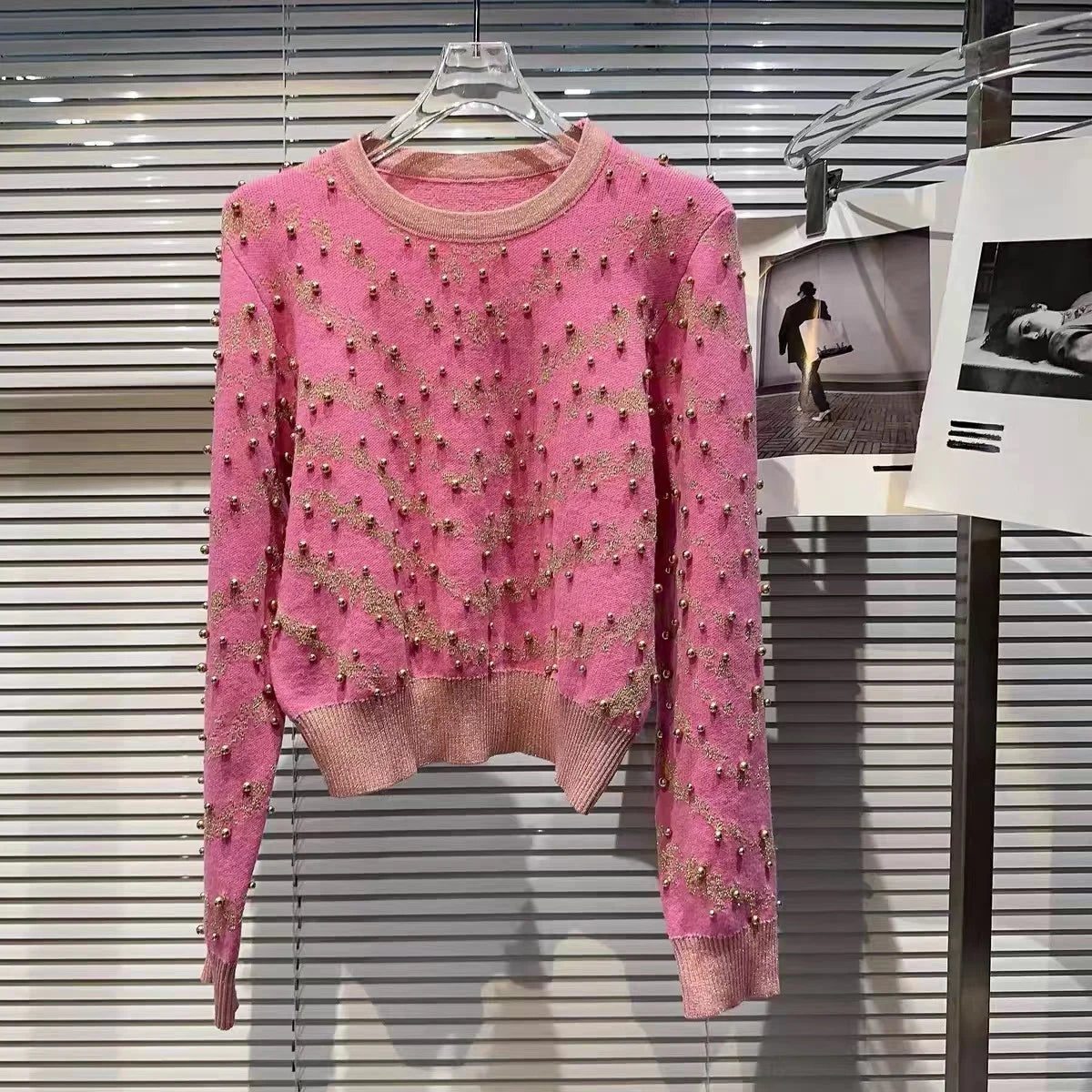 Gekralen gouden draad gebreide trui pullover dames vintage stijlvolle elegante chique tops herfst winter lange mouw o-hals truien 