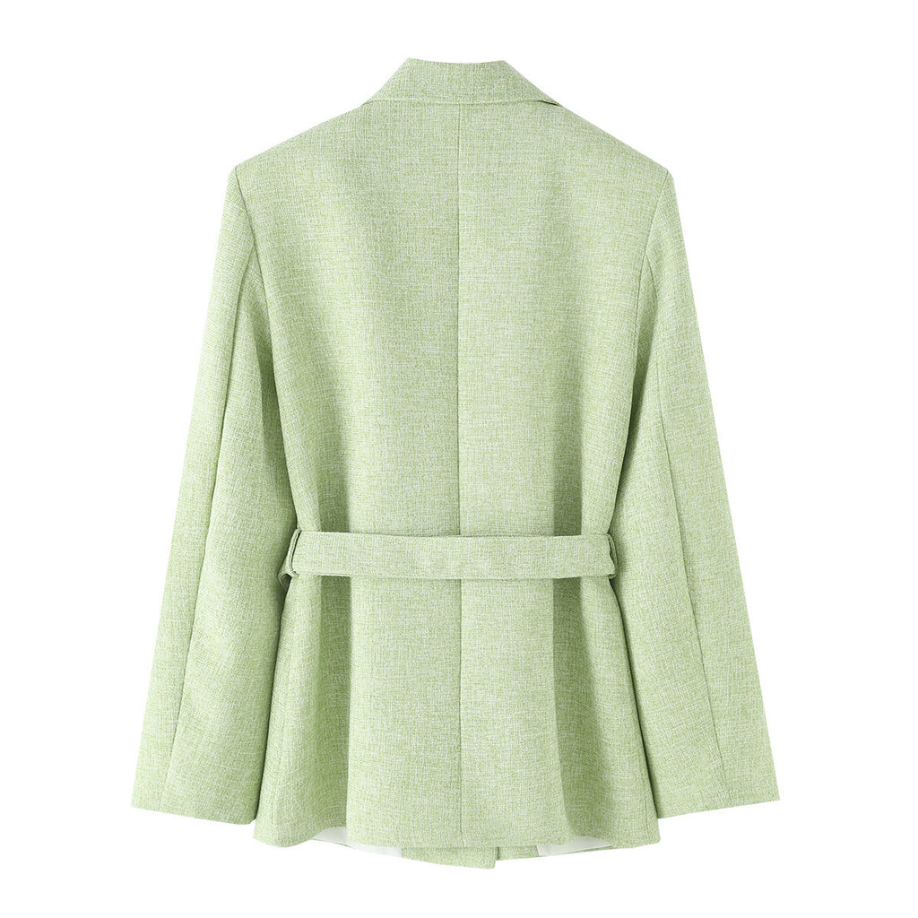 Thin woolen long sleeved suit jacket+casual pants
