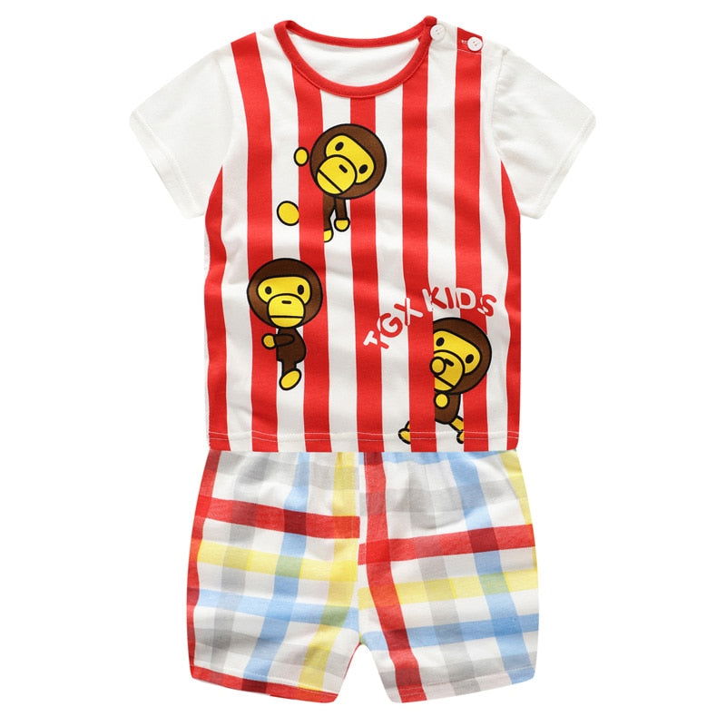 Baby Boys Clothing Sets Baseball Uniform 2pcs/Set  Baby Girls Clothes Cartoon Blue Whale Short Sleeve Infant Cotton Underwear - CHRISTDEST GLOBAL SERVICE