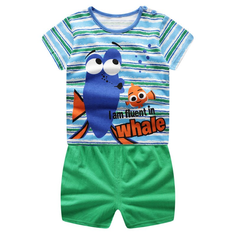 Baby Boys Clothing Sets Baseball Uniform 2pcs/Set  Baby Girls Clothes Cartoon Blue Whale Short Sleeve Infant Cotton Underwear - CHRISTDEST GLOBAL SERVICE