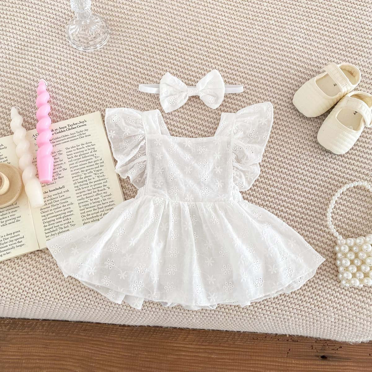 Baby Girl Flounced Sleeve Lace Jumpsuit Princess Dress - CHRISTDEST GLOBAL SERVICE
