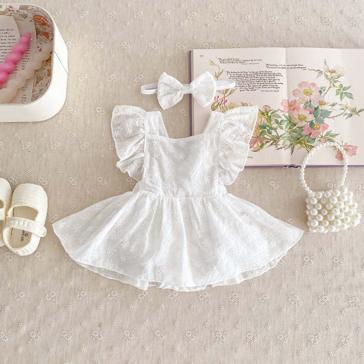Baby Girl Flounced Sleeve Lace Jumpsuit Princess Dress - CHRISTDEST GLOBAL SERVICE