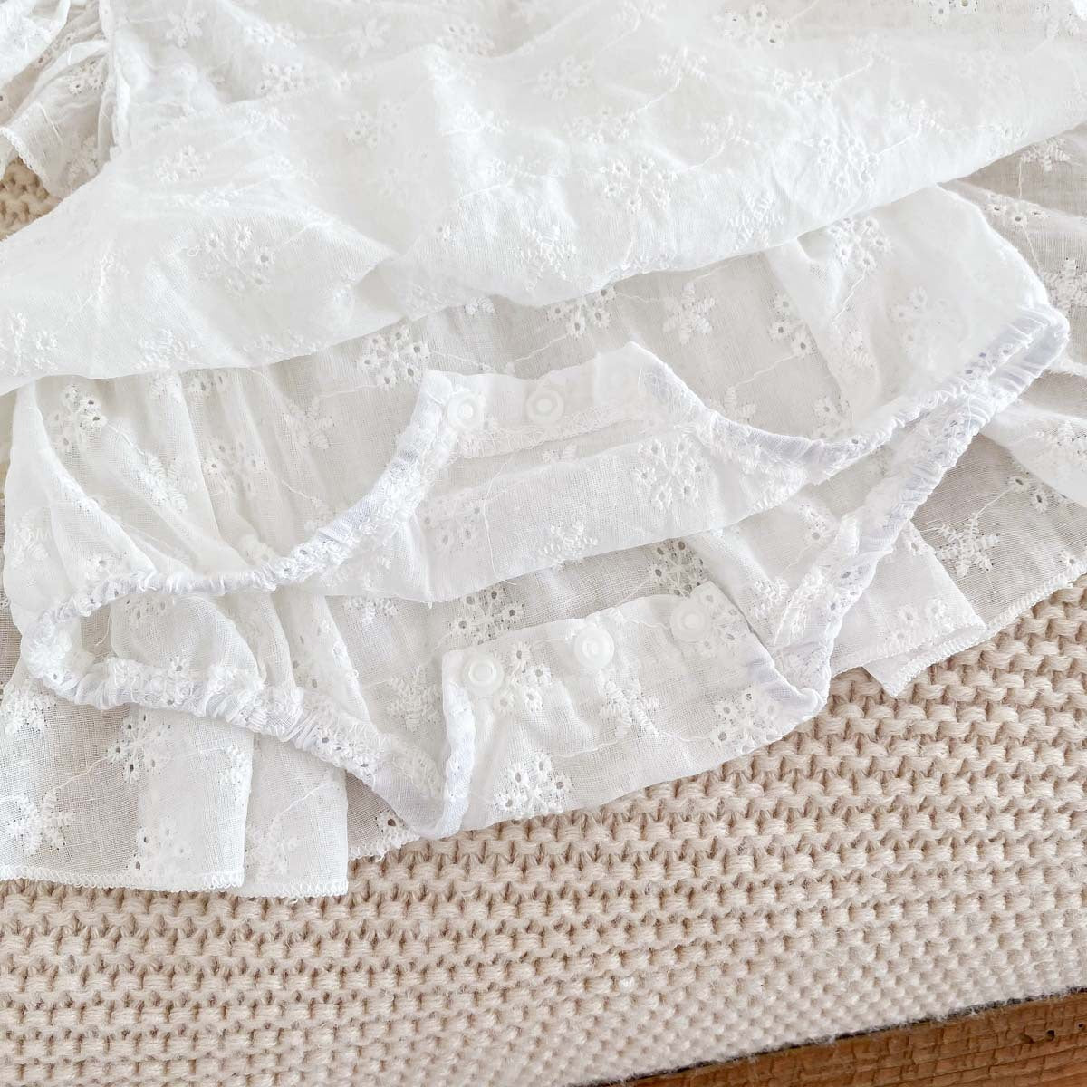Baby Girl Flounced Sleeve Lace Jumpsuit Princess Dress - CHRISTDEST GLOBAL SERVICE