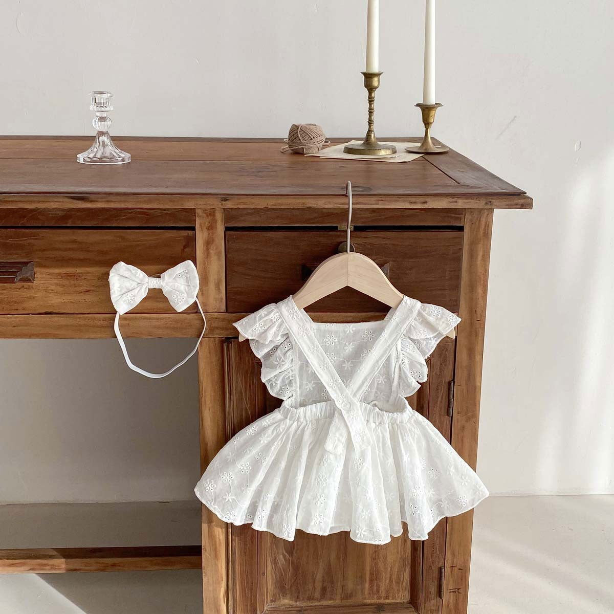 Baby Girl Flounced Sleeve Lace Jumpsuit Princess Dress - CHRISTDEST GLOBAL SERVICE