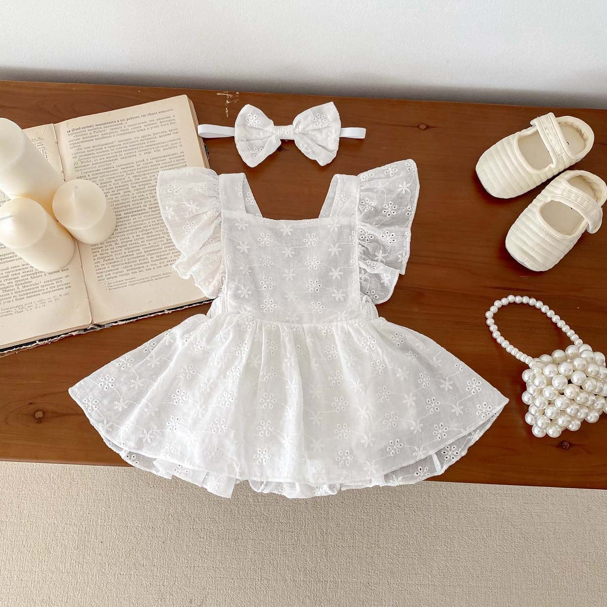 Baby Girl Flounced Sleeve Lace Jumpsuit Princess Dress - CHRISTDEST GLOBAL SERVICE