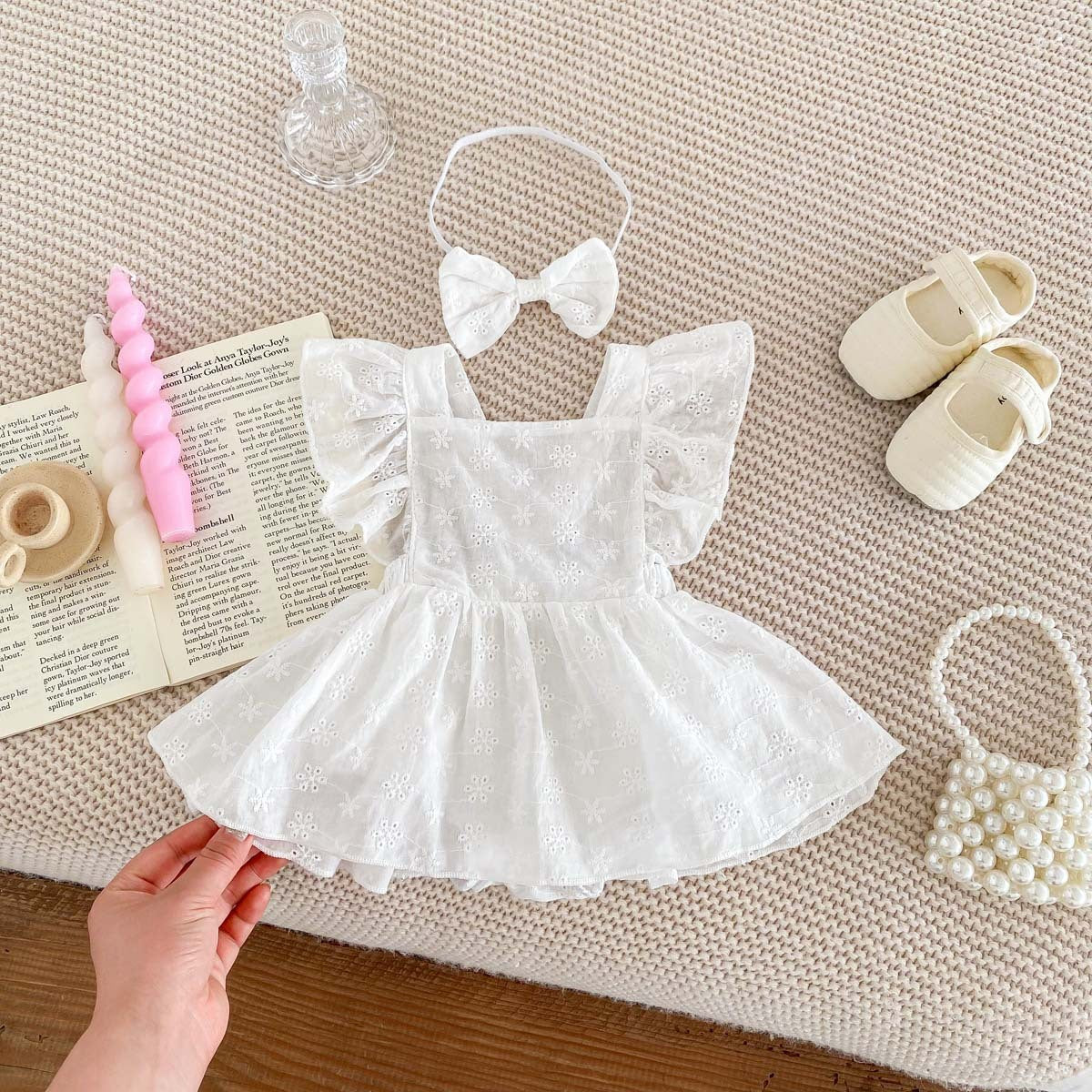 Baby Girl Flounced Sleeve Lace Jumpsuit Princess Dress - CHRISTDEST GLOBAL SERVICE