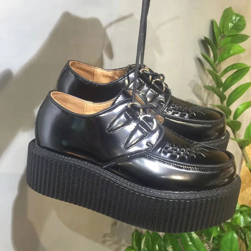 Black Harajuku Shoes Classic Lace UP High Platform Creepers Fashion Harajuku Punk Shoes Women's Casual Shoes Platform Shoes - CHRISTDEST GLOBAL SERVICE