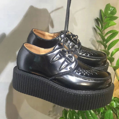 Black Harajuku Shoes Classic Lace UP High Platform Creepers Fashion Harajuku Punk Shoes Women's Casual Shoes Platform Shoes - CHRISTDEST GLOBAL SERVICE