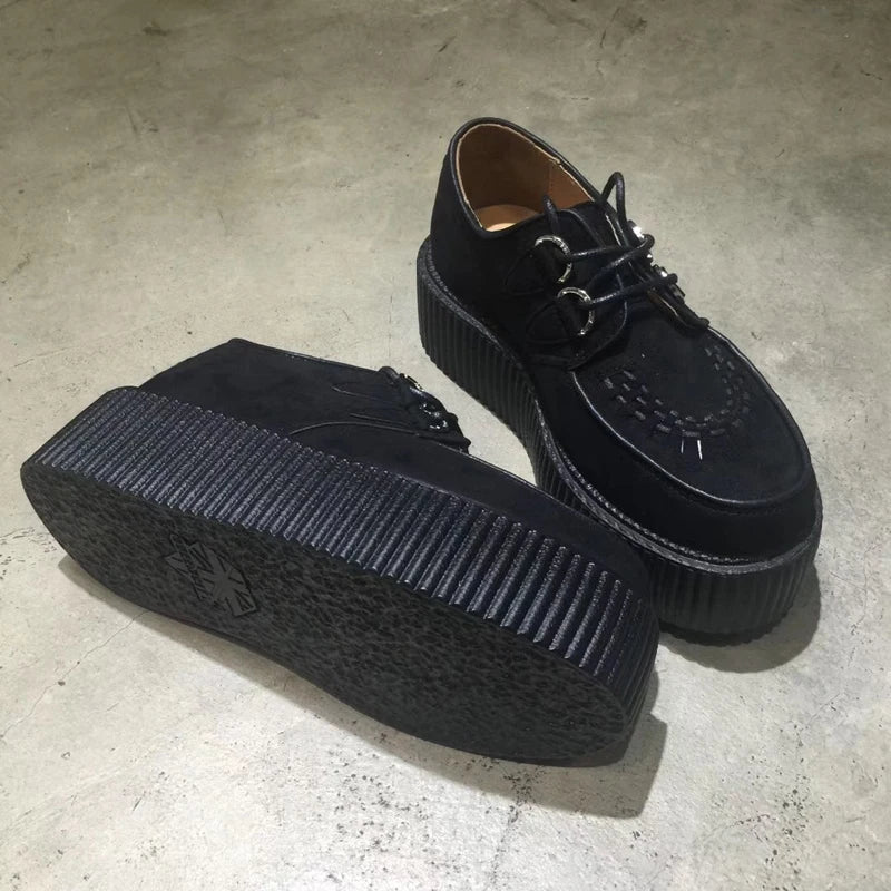 Black Harajuku Shoes Classic Lace UP High Platform Creepers Fashion Harajuku Punk Shoes Women's Casual Shoes Platform Shoes - CHRISTDEST GLOBAL SERVICE