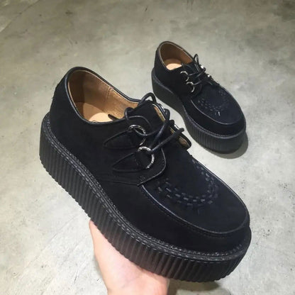 Black Harajuku Shoes Classic Lace UP High Platform Creepers Fashion Harajuku Punk Shoes Women's Casual Shoes Platform Shoes - CHRISTDEST GLOBAL SERVICE