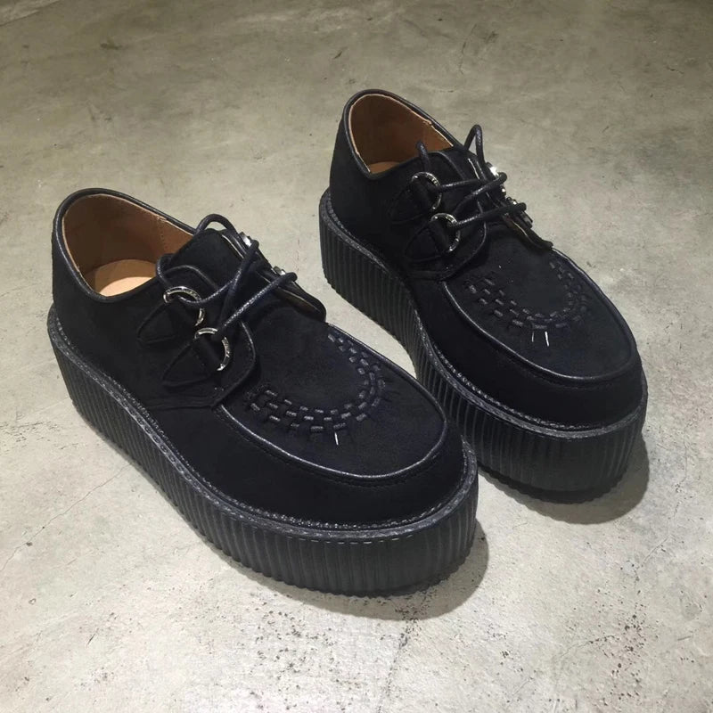 Black Harajuku Shoes Classic Lace UP High Platform Creepers Fashion Harajuku Punk Shoes Women's Casual Shoes Platform Shoes - CHRISTDEST GLOBAL SERVICE