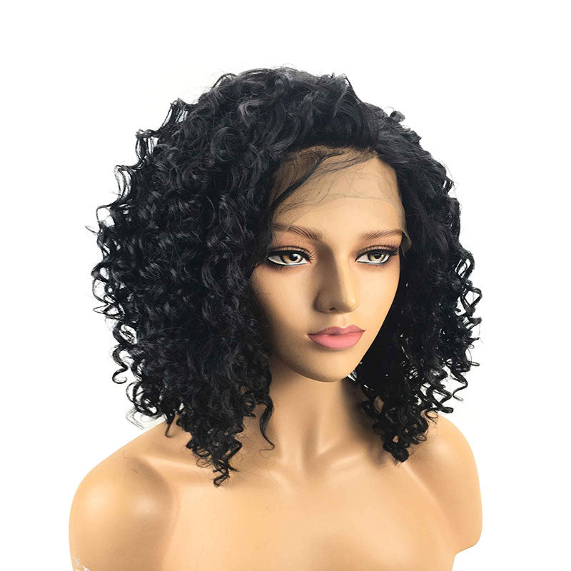 Black Small Curly Front Lace Wig Hair Cover - CHRISTDEST GLOBAL SERVICE