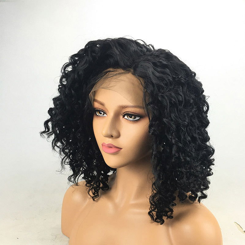 Black Small Curly Front Lace Wig Hair Cover - CHRISTDEST GLOBAL SERVICE