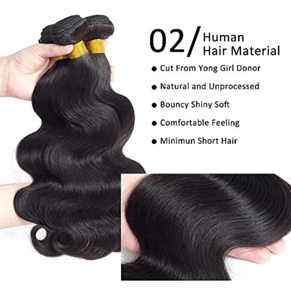 Body Wave Bundles 100% Human Hair 30 32 Inch 3 4 Remy Brazilian Hair Weave Natural Double Drawn Hair Extensions - CHRISTDEST GLOBAL SERVICE
