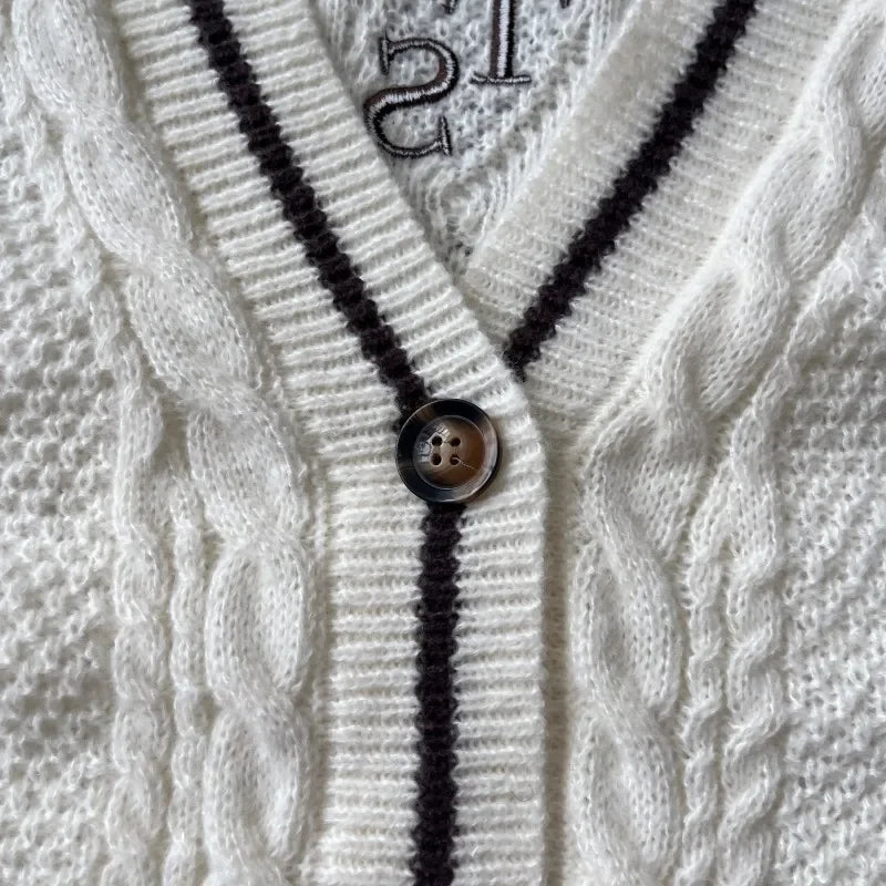 Book Knitted Cardigan Women Autumn Winter Flowers Star Embroidery Cardigans Female Warm Soft Long Sleeves Sweater Tops for Girl - CHRISTDEST GLOBAL SERVICE