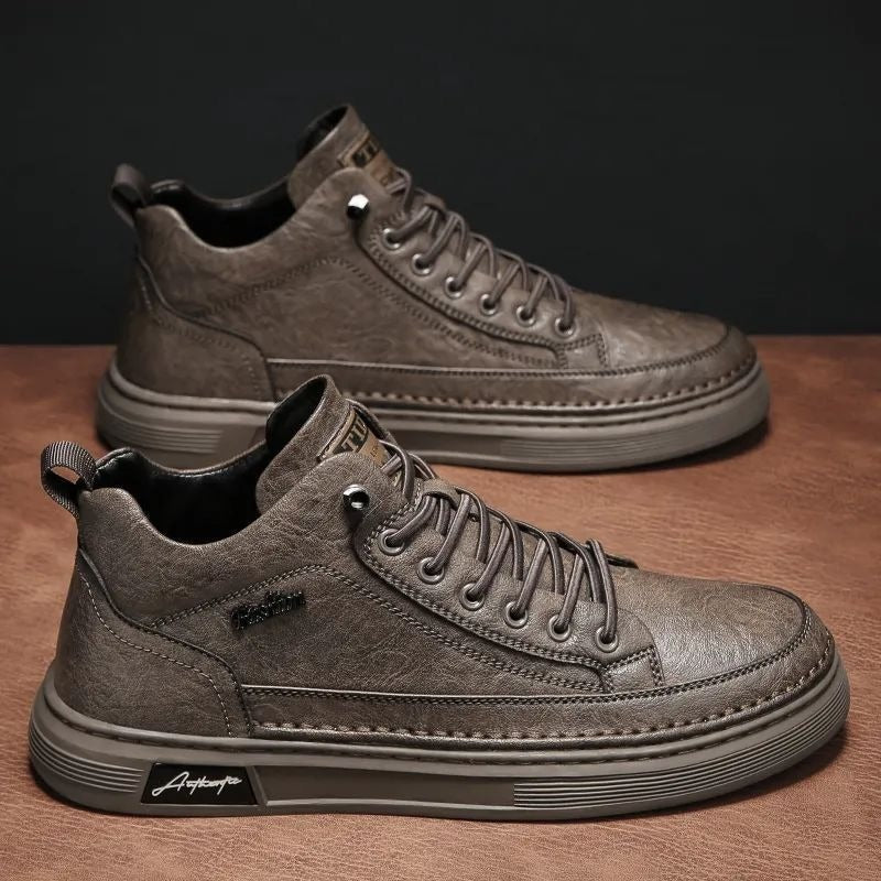 Breathable and waterproof Korean style shoes for men, trendy and versatile black leather shoes, sports and casual board shoes - CHRISTDEST GLOBAL SERVICE