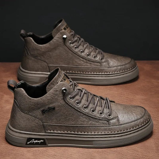 Breathable and waterproof Korean style shoes for men, trendy and versatile black leather shoes, sports and casual board shoes - CHRISTDEST GLOBAL SERVICE