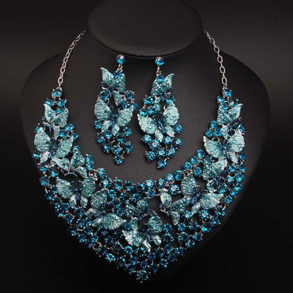 Butterfly Painting Oil Diamond Necklace And Earring Set - CHRISTDEST GLOBAL SERVICE