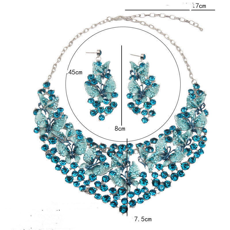 Butterfly Painting Oil Diamond Necklace And Earring Set - CHRISTDEST GLOBAL SERVICE