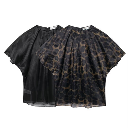 European and American style women's new retro double-layer organza design, loose and slimming top