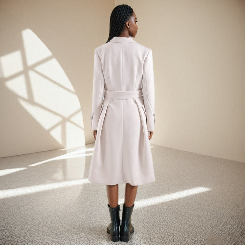 Riem en taille collectie modieuze temperament enkele rij knopen effen kleur trenchcoat dames driedimensionaal