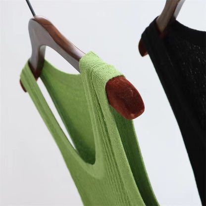 Lotus leaf edge lace U-neck knitted dress long skirt without sleeves long vest skirt knitted skirt